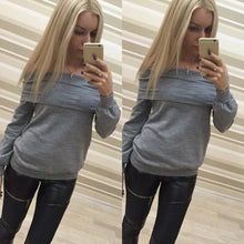 Shirts Tops Full Sleeve Off Shoulder Women's T-Shirt Slash Neck Women's Tops Plus Size Tops&Tees Camisetas LX033