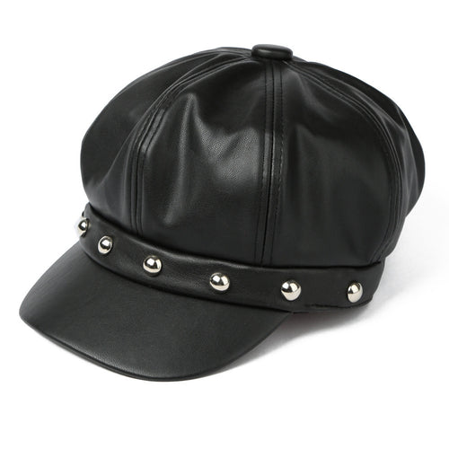 woman-rivets-black-pu-leather-peaked-cap-solid-newsboy-cap-cabbie-boina-fall-cap-sports-snapback-hat-with-visor-for-women BBL