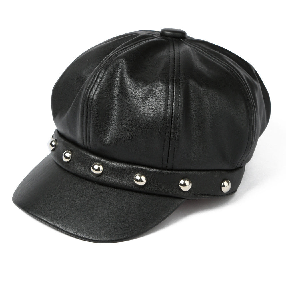 woman-rivets-black-pu-leather-peaked-cap-solid-newsboy-cap-cabbie-boina-fall-cap-sports-snapback-hat-with-visor-for-women BBL