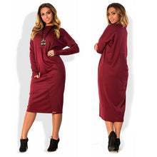 Women Dress Solid O-Neck Full Sleeve Big Size L-6XL Loose Casual Dress Elegant Office Loose Work Wear Plus Size GV398