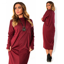 Women Dress Solid O-Neck Full Sleeve Big Size L-6XL Loose Casual Dress Elegant Office Loose Work Wear Plus Size GV398