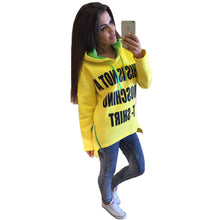 Women Hoodies Casual Loose Sport Irregular Hem Letter Print Hoodies Full Sleeve Zipper Up Hooded Sweatshirts M0400