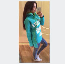 Women Hoodies Casual Loose Sport Irregular Hem Letter Print Hoodies Full Sleeve Zipper Up Hooded Sweatshirts M0400