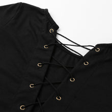 women-black-t-shirt-lace-up-tunic-top-half-sleeves-t-shirt-feminina-split-hem-slim-casual-tee-womens-tops-fashion BBL