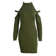 women-bodycon-dress-cut-out-shoulder-long-sleeve-choker-turtle-neck-stretchy-dress-sexy-party-dress-black-army-green-red-clothes BBL