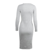 women-bodycon-dress-stripe-pattern-side-split-long-sleeve-dresses-v-neck-hollow-out-sexy-club-dress-vestido BBL