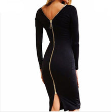 Women Bodycon Sexy Club Midi Dress Sheath O-neck Long Sleeve Party Tight Back Zipper Dresses Vestidos M0005