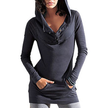 Women Casual Slim Women T-shirt Women Long Sleeve V-neck Solid Sweatshirt With Hat Tops X0320
