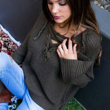 Women Casual Sweater Knitted Sweater Women Knitted Sweater 5 Colors Sexy Lace Up Cross Pullover GV354