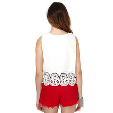 women-clothing-chiffon-t-shirt-floral-hollow-hem-o-neck-sleeveless-copped-white-roupas-femininas BBL