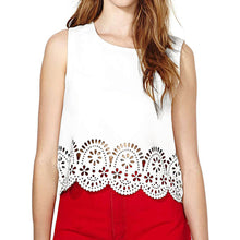 women-clothing-chiffon-t-shirt-floral-hollow-hem-o-neck-sleeveless-copped-white-roupas-femininas BBL