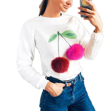 Women Colorful Plush Ball Sweatshirts Hoodies Lady Long Sleeve O-Neck Sweatshirts Novelty Russian Women Hoody GV361