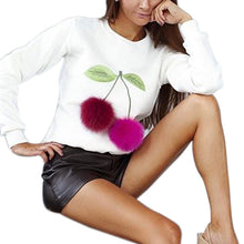 Women Colorful Plush Ball Sweatshirts Hoodies Lady Long Sleeve O-Neck Sweatshirts Novelty Russian Women Hoody GV361