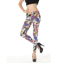 Women Comic Leggings Cartoon Printed Leggins Plus Size Stretch Girls Legging Punk Rock Leggin Disco Pants Evening Clubwear