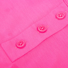 Women Dress Candy Color Low Cut Buttons Pleated Waist Tank Dress Causal Dress