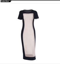 Women Dresses Women Casual Short Sleeve Mesh Patchwork See Through Sexy Outfits Club Black Dress