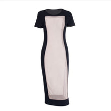 Women Dresses Women Casual Short Sleeve Mesh Patchwork See Through Sexy Outfits Club Black Dress