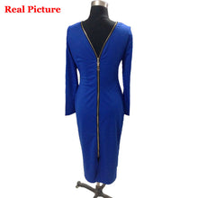 Women Back Zipper Knee-length Dresses Sexy Nightclub Bodycon Sheath Dress Fall Long Sleeve Dress Vestidos
