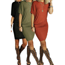 Women Solid Mini Dress O neck Batwing Sleeve Bandage Bodycon Brief Dresses Vestidos De Festa M0198