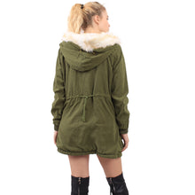 women-fluffy-hooded-coat-jacket-faux-fur-lining-collar-parka-zip-drawstring-waist-pocket-manteau-femme-hiver-long-thick-outwear BBL