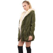women-fluffy-hooded-coat-jacket-faux-fur-lining-collar-parka-zip-drawstring-waist-pocket-manteau-femme-hiver-long-thick-outwear BBL