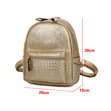 women-girls-pu-leather-backpack-rivet-woven-small-bag-zipper-multi-pockets-travel-bag-gray-gold-black-mochila-new-fashion BBL