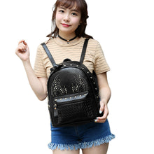 women-girls-pu-leather-backpack-rivet-woven-small-bag-zipper-multi-pockets-travel-bag-gray-gold-black-mochila-new-fashion BBL