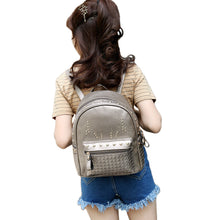 women-girls-pu-leather-backpack-rivet-woven-small-bag-zipper-multi-pockets-travel-bag-gray-gold-black-mochila-new-fashion BBL