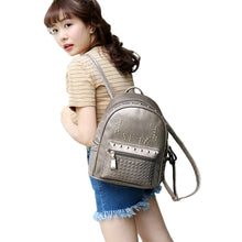 women-girls-pu-leather-backpack-rivet-woven-small-bag-zipper-multi-pockets-travel-bag-gray-gold-black-mochila-new-fashion BBL