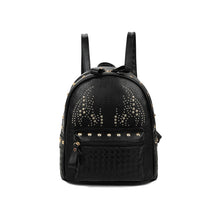 women-girls-pu-leather-backpack-rivet-woven-small-bag-zipper-multi-pockets-travel-bag-gray-gold-black-mochila-new-fashion BBL