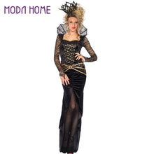 women-halloween-costumes-sexy-disfraces-adultos-role-play-evil-queen-dress-stand-neck-slit-front-lace-gem-belt-cosplay-clothes BBL