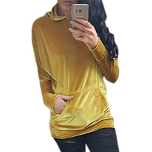 Women Hoodies Sweatshirts Velvet Front Pocket Long Hoodies Pullover Plus Size Hooded Loose Velour Tops GV492