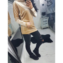 Women Hoodies Sweatshirts Velvet Front Pocket Long Hoodies Pullover Plus Size Hooded Loose Velour Tops GV492