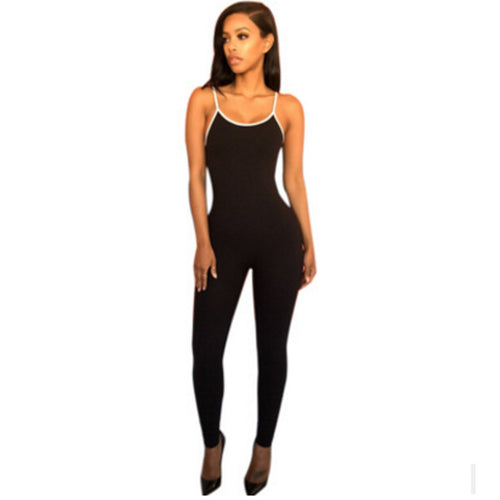 Women Jumpsuit Sexy Low Cut Bodycon Jumpsuit Adjustable Strap Rompers Womens Jumpsuit Black Sleeveless Jumpsuits