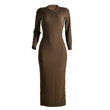 Women Knitted Sweater Dress Long Sleeve High Split Bodycon Dress Sexy Gold Button Vestido Longo Night Club Dresses