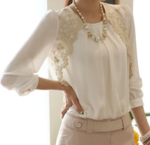 Women Lace Blouses Women Elegant Blouses Lady Embroidery Long-sleeved Chiffon Shirts Lace Blusas Casual Basic Shirt E002