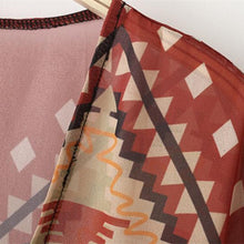 Women Lace Geometry Printed Tassel Chiffon Shawl Kimono Cardigan Tops Women Blouse Shirt Batwing Sleeve Blusas Femininas
