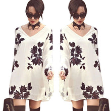women-loose-casual-v-neck-tops-long-sleeve-a-line-dress-sexy-mini-dress-y8 BBL