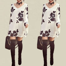 women-loose-casual-v-neck-tops-long-sleeve-a-line-dress-sexy-mini-dress-y8 BBL