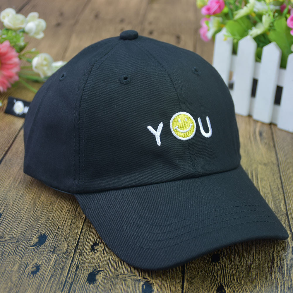 women-men-5-panel-baseball-caps-embroidered-letters-smiley-face-emoticon-hip-hop-sports-full-cap-snapback-hat-white-black-pink BBL