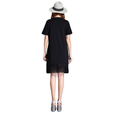 women-office-dress-floral-embroidery-tassel-hem-sexy-club-dress-short-sleeve-straight-casual-dress-black-plus-size BBL