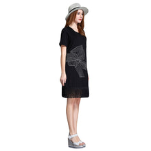 women-office-dress-floral-embroidery-tassel-hem-sexy-club-dress-short-sleeve-straight-casual-dress-black-plus-size BBL