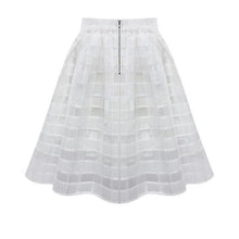 Women Organza Midi Skirts Style Elastic High Waist Zipper Ladies SkirtPleated A Line Tulle Skirts