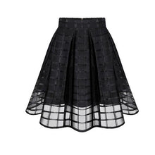 Women Organza Midi Skirts Style Elastic High Waist Zipper Ladies SkirtPleated A Line Tulle Skirts