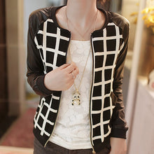 women-pu-leather-stitching-long-sleeve-jackets-coat-plaid-outwear BBL