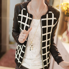 women-pu-leather-stitching-long-sleeve-jackets-coat-plaid-outwear BBL