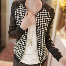 women-pu-leather-stitching-long-sleeve-jackets-coat-plaid-outwear BBL