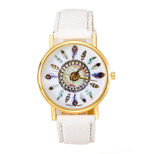 Women Polka Dot Dial Quartz Trend Leather Strap Bracelet Analog Watch