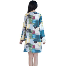 women-retro-linen-dress-contrast-print-pockets-graffiti-dress-round-neck-long-sleeve-loose-mini-xxl-fall-dress-rose-blue-purple BBL