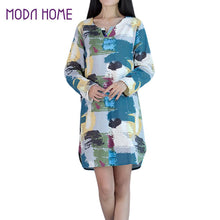 women-retro-linen-dress-contrast-print-pockets-graffiti-dress-round-neck-long-sleeve-loose-mini-xxl-fall-dress-rose-blue-purple BBL